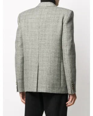 Saint Laurent デコンストラクド チェック柄 ダブルブレスト ブレザー - サムネイル4