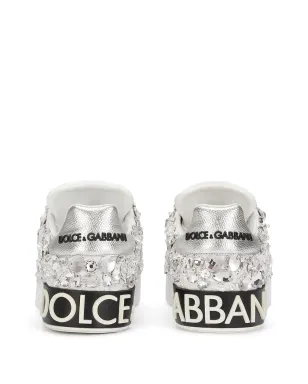 Dolce & Gabbana Portofino刺繍入りレザースニーカー - ホワイト - サムネイル3