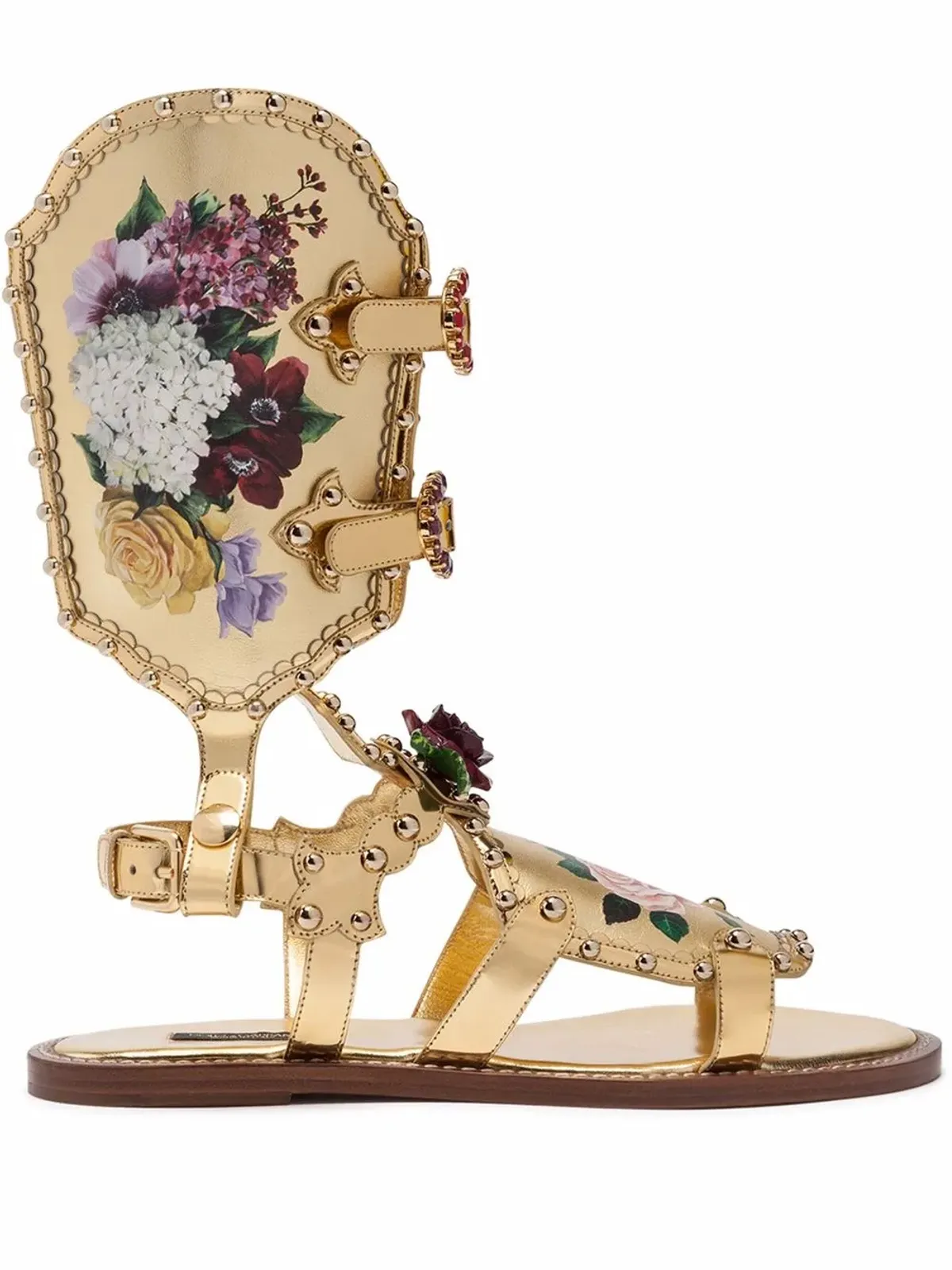 Dolce & Gabbana 花柄モチーフのグラディエーターサンダル - 画像1