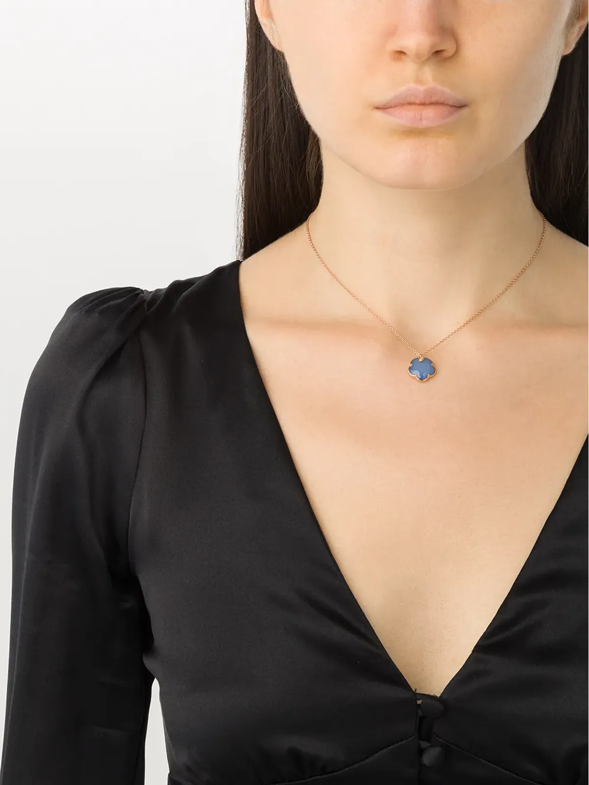Pasquale Bruni 18kt rose gold Petit Joli white agate, lapis lazuli doublet and diamond pendant necklace - Pink - 画像2