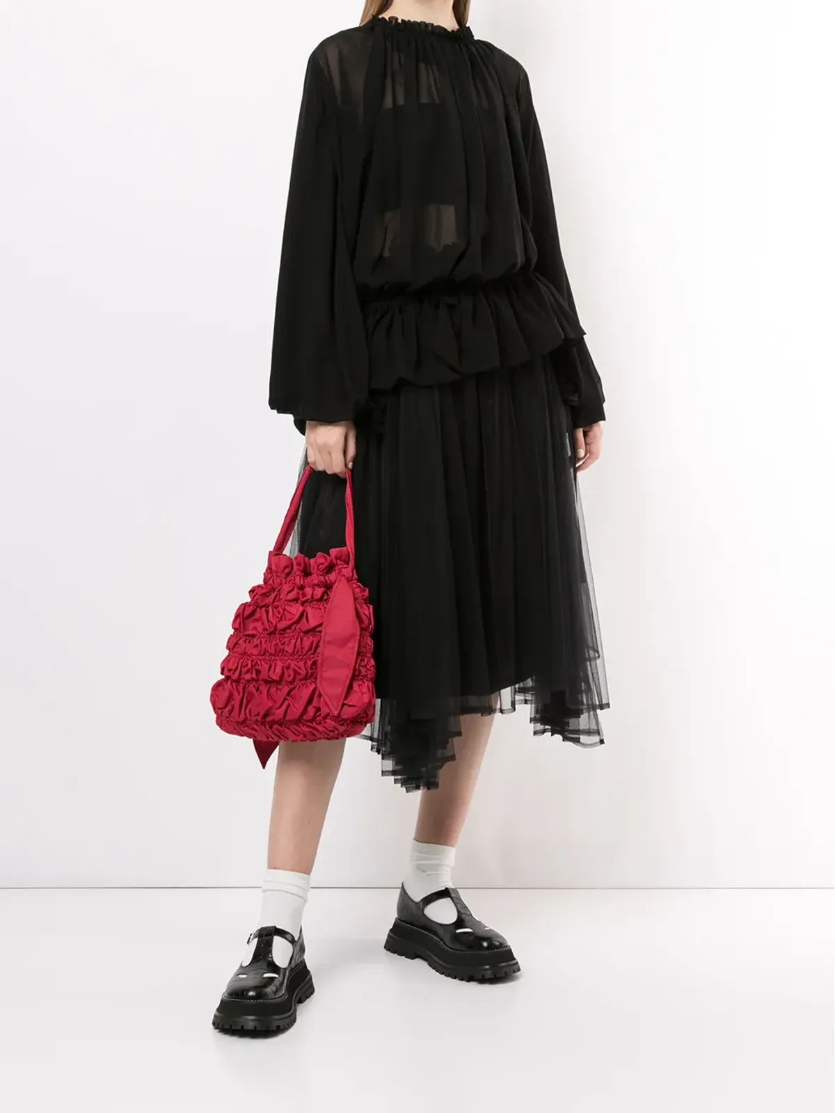 Comme Des Garçons ドレープ入りシアーブラウス - 画像2