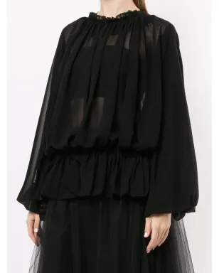 Comme Des Garçons ドレープ入りシアーブラウス - サムネイル3