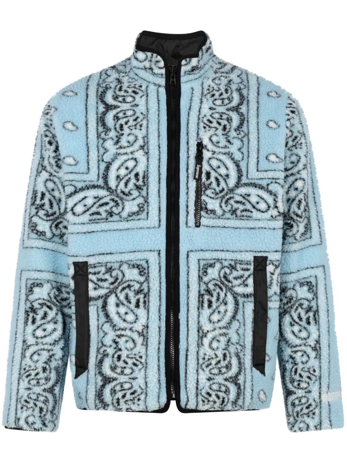 Supreme バンダナ柄リバーシブルフリースジャケット ブルー - 画像1