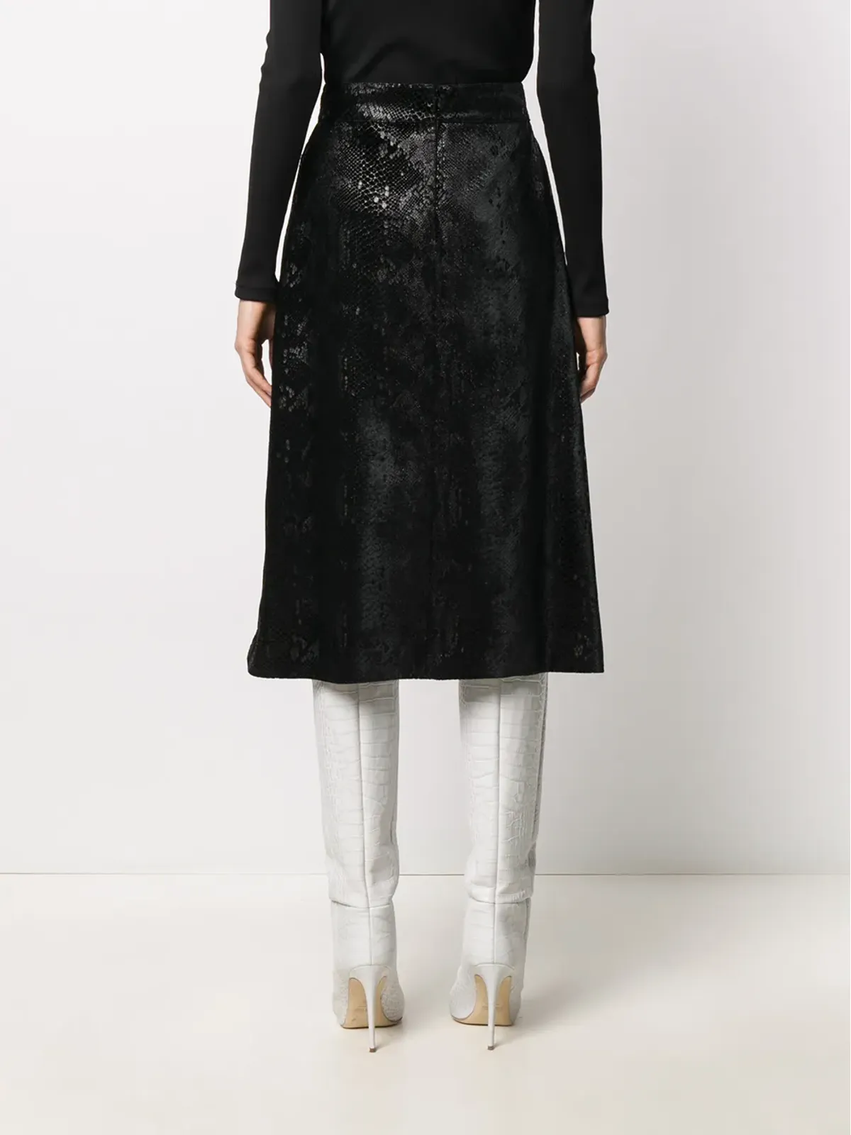 Saint Laurent 蛇柄風ミディスカート - 画像4