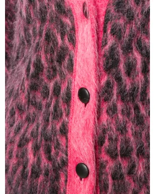 Saint Laurent ブラッシュドレオパードプリント ウール カーディガン - ピンク - サムネイル5