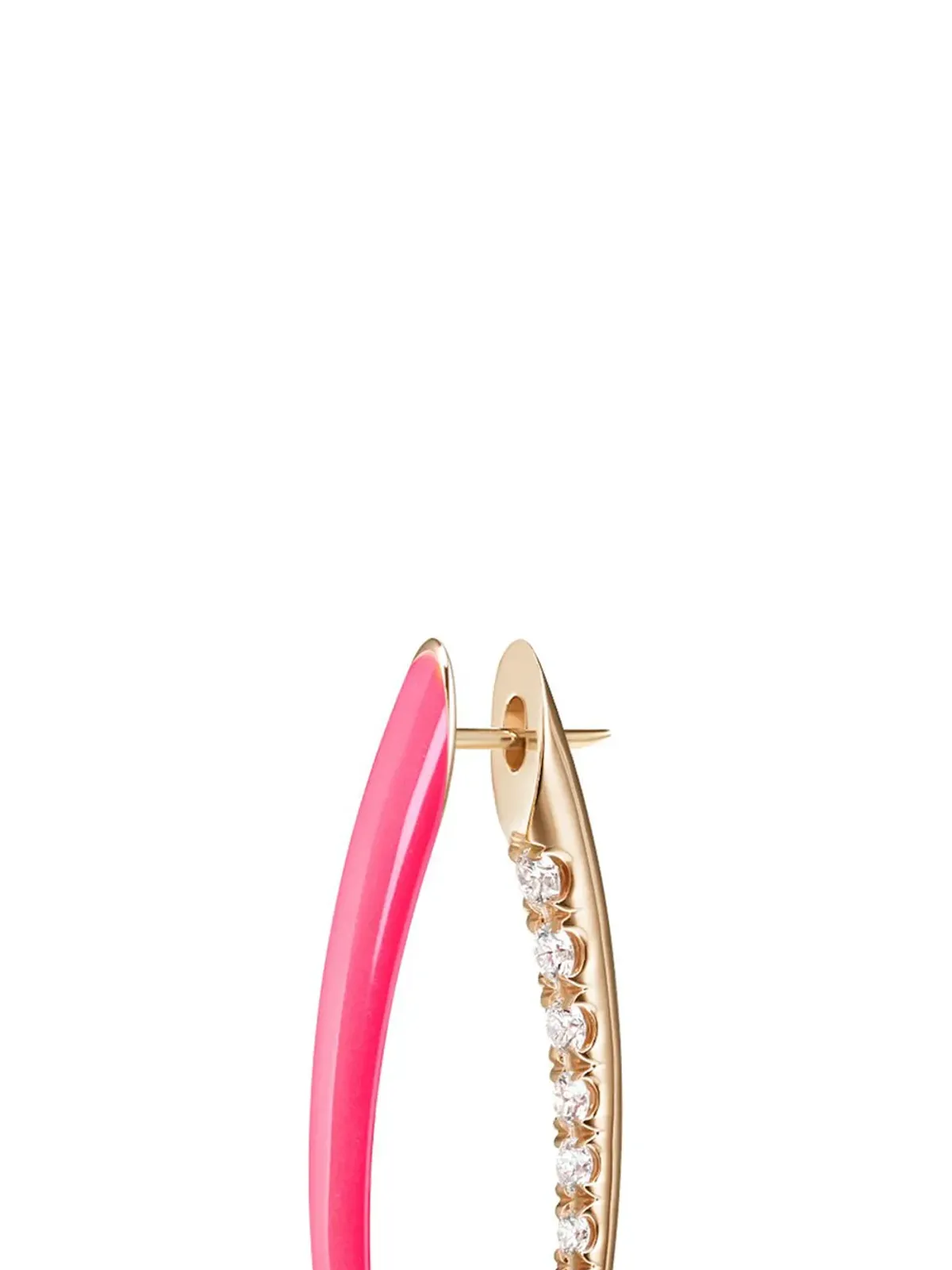 Melissa Kaye 18kt yellow gold and diamond Cristina large hoop earrings - Pink - 画像3