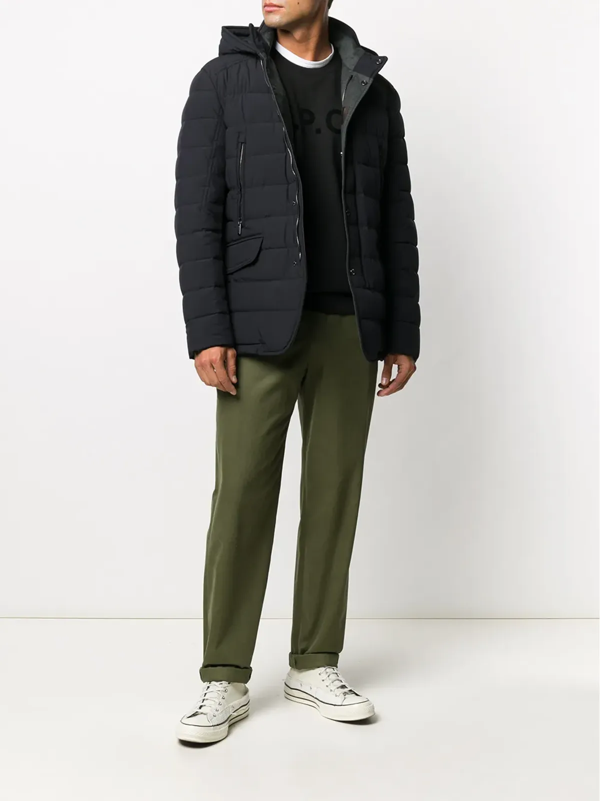 A.P.C. ロゴプリント クルーネック スウェットシャツ ブラック - 画像2