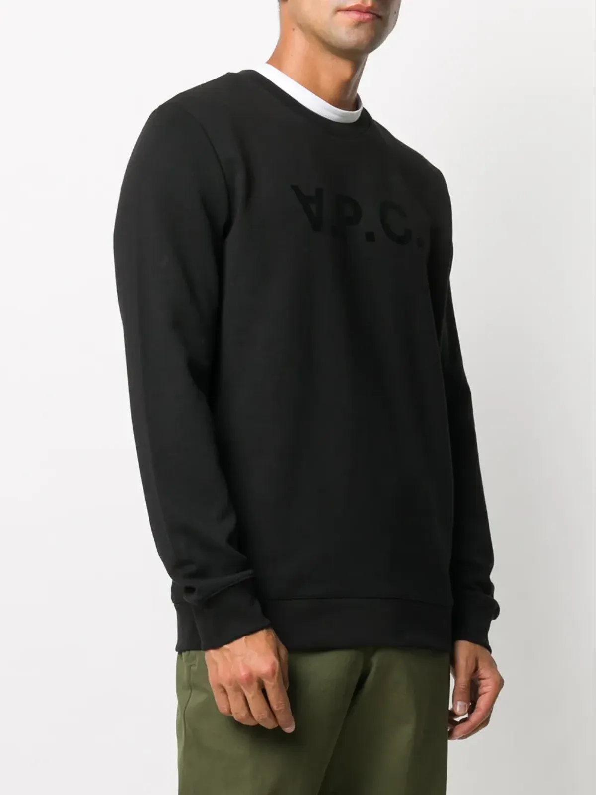A.P.C. ロゴプリント クルーネック スウェットシャツ ブラック - 画像3