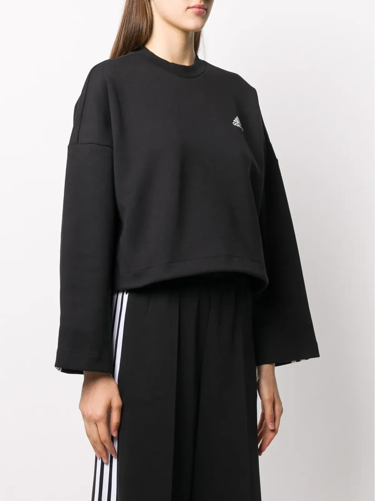 adidas 3ストライプ クロップドスウェットシャツ - 画像3