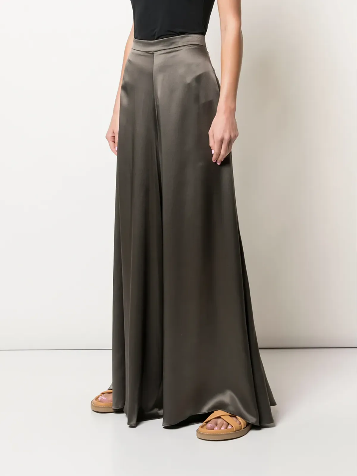 VOZ Charmeuse palazzo trousers - Brown - 画像3