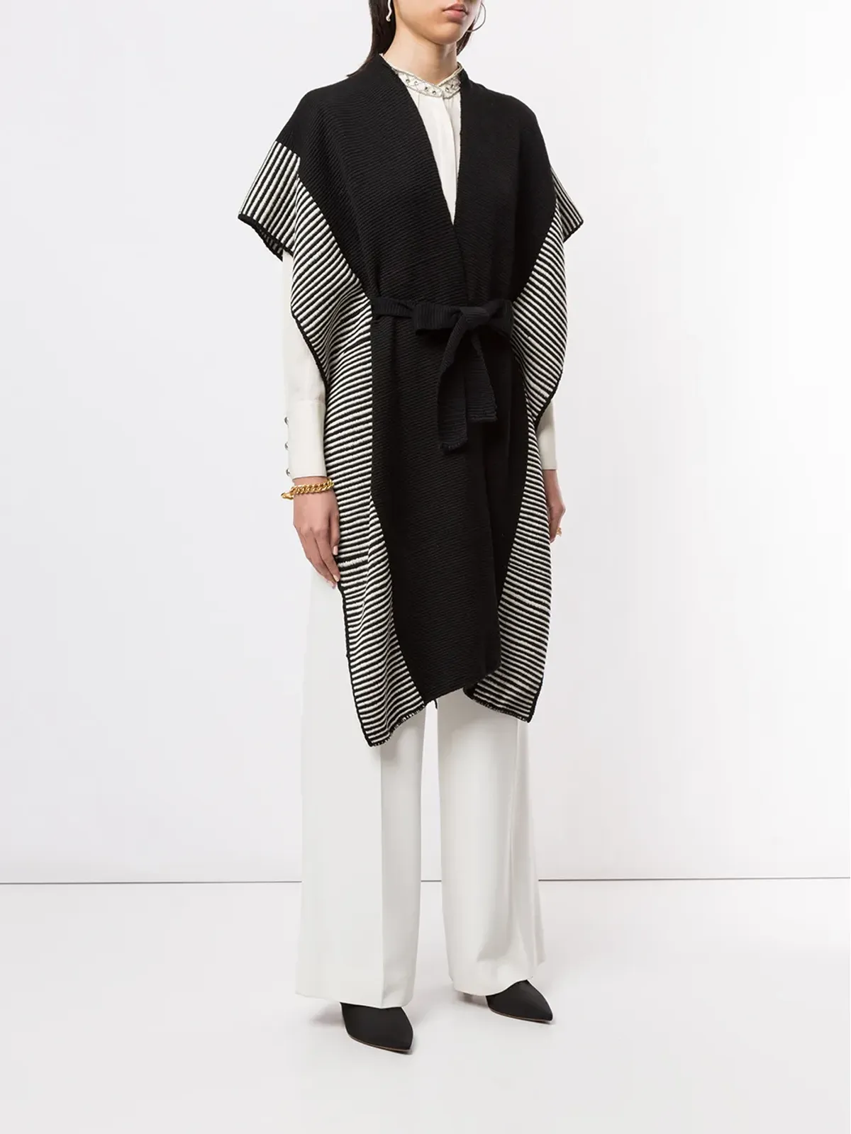 VOZ striped edge knitted kaftan - 画像3