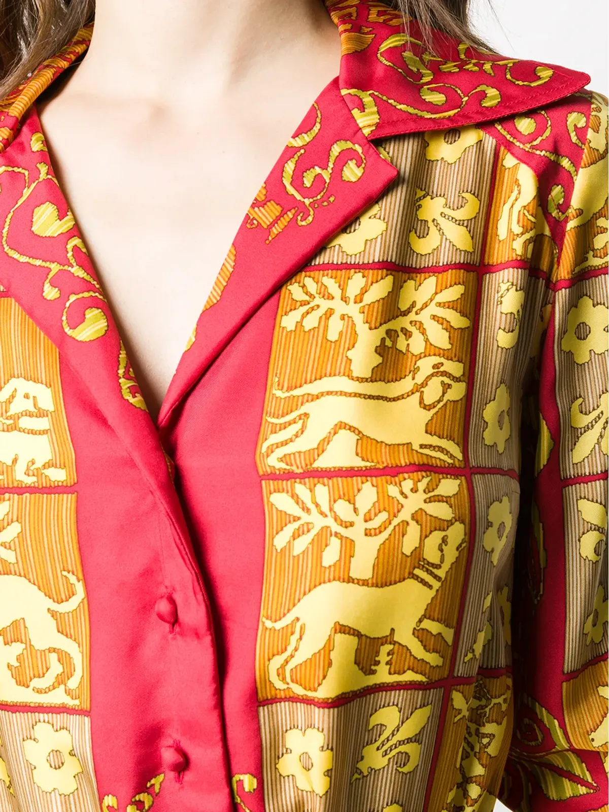 Hermès Pre-Owned シルクプリントシャツドレス - 画像5