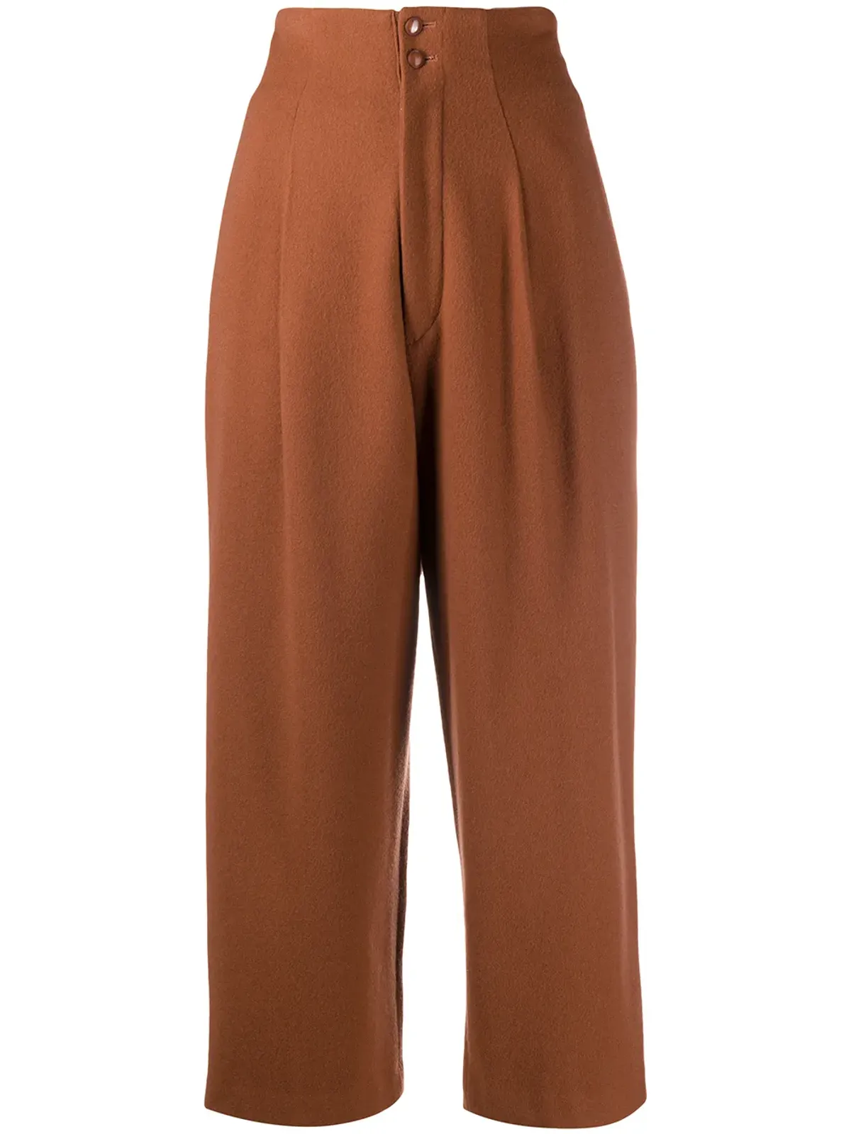 Yohji Yamamoto Pre-Owned 1980年代 ハイライズ・クロップドパンツ（ブラウン） - 画像1