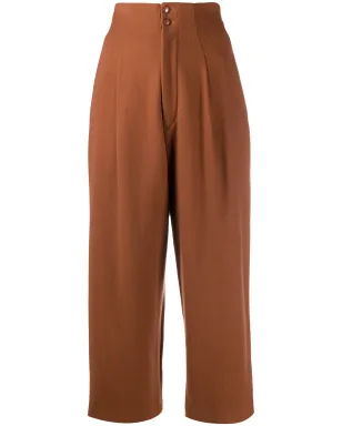 Yohji Yamamoto Pre-Owned 1980年代 ハイライズ・クロップドパンツ（ブラウン） - サムネイル1