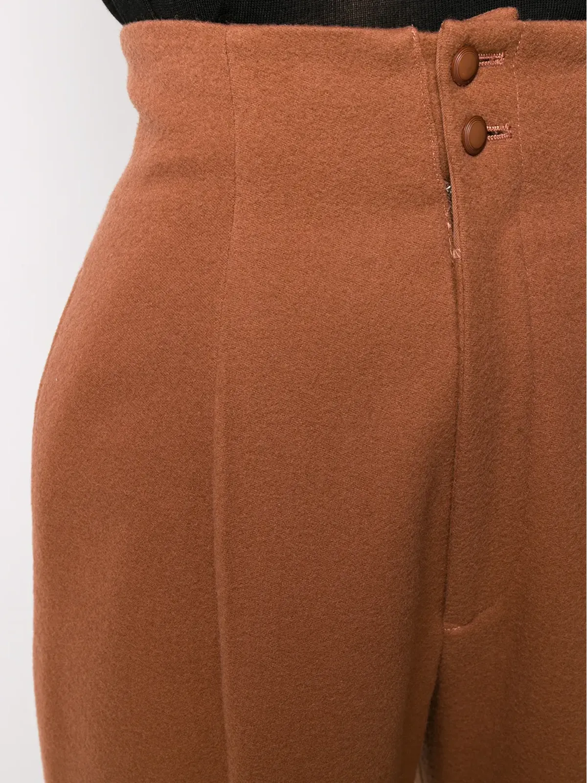 Yohji Yamamoto Pre-Owned 1980年代 ハイライズ・クロップドパンツ（ブラウン） - 画像5