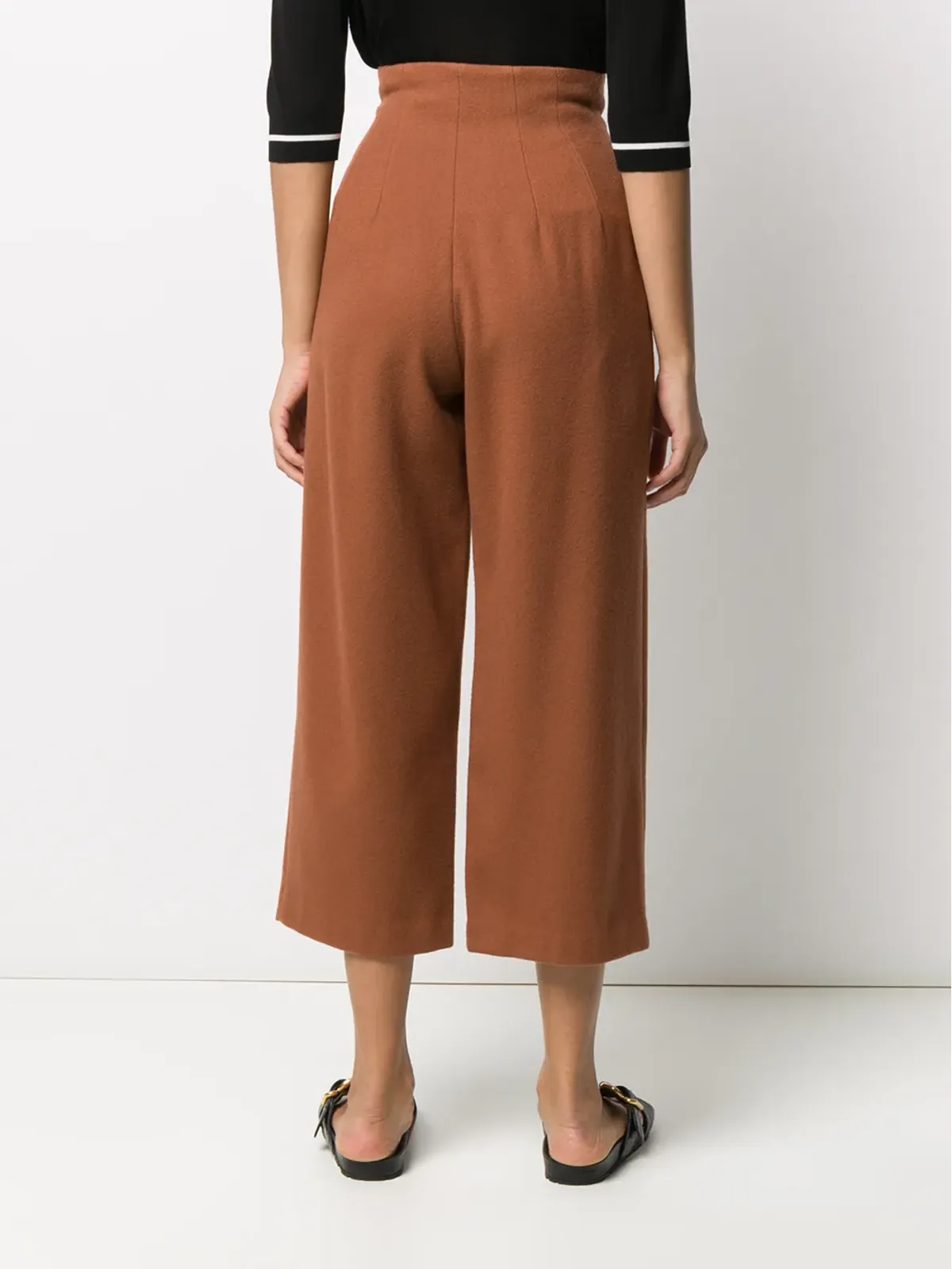 Yohji Yamamoto Pre-Owned 1980年代 ハイライズ・クロップドパンツ（ブラウン） - 画像4