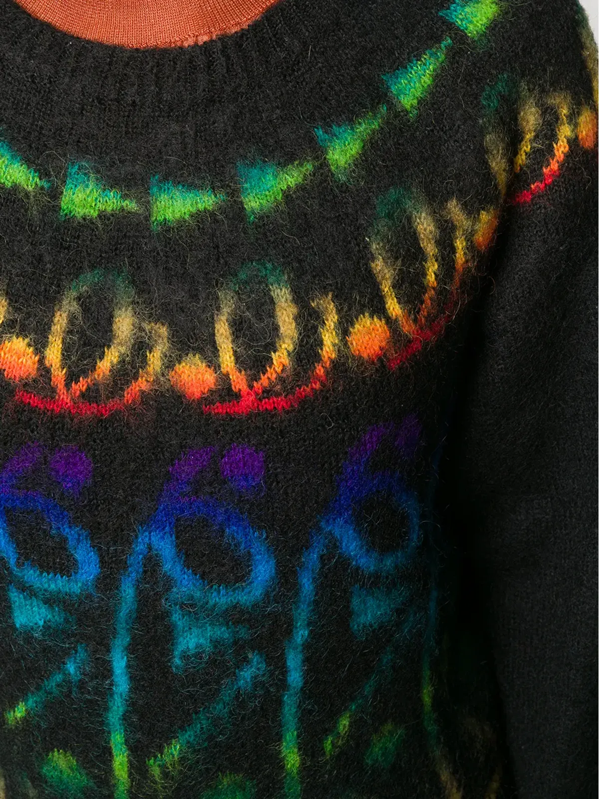 Kansai Yamamoto Pre-Owned 1980s patterned jumper - ブラック - 画像5