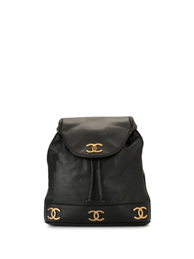 CHANEL Pre-Owned CHANEL ビンテージ 1992 Triple CC バックパック ブラックの商品画像