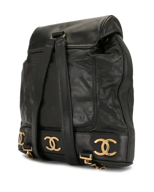 CHANEL ビンテージ 1992 Triple CC バックパック ブラック - サムネイル3