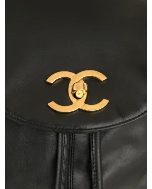 CHANEL ビンテージ 1992 Triple CC バックパック ブラック - サムネイル4