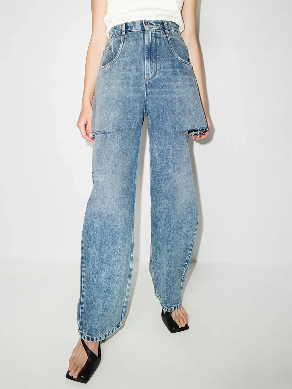 Maison Margiela ハイウエスト テーパードジーンズ - 画像2