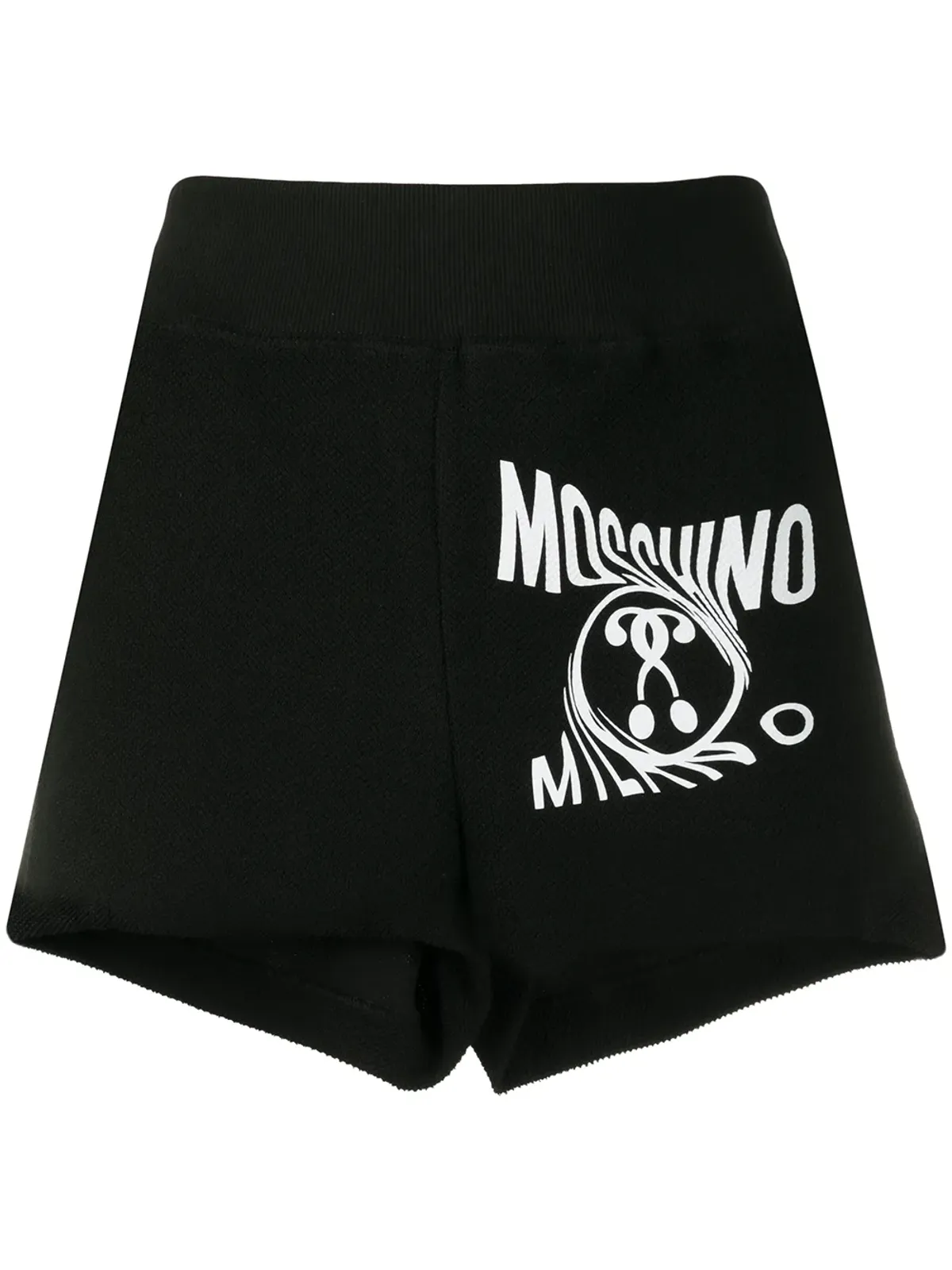 Moschino ウエストゴム入り ロゴプリント ショートパンツ ブラック - 画像1