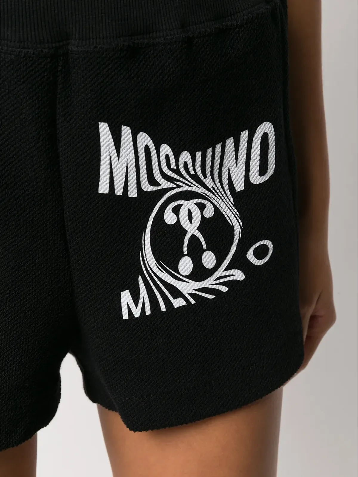 Moschino ウエストゴム入り ロゴプリント ショートパンツ ブラック - 画像5