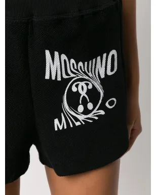 Moschino ウエストゴム入り ロゴプリント ショートパンツ ブラック - サムネイル5