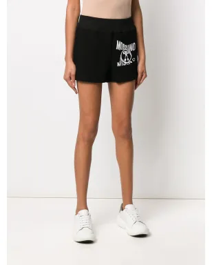 Moschino ウエストゴム入り ロゴプリント ショートパンツ ブラック - サムネイル3
