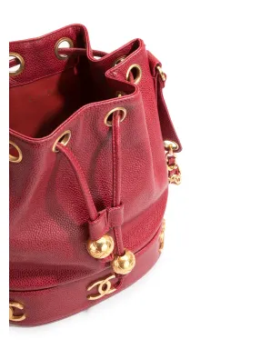 CHANEL ビンテージ 1992 CCロゴ バケットバッグ レッド - サムネイル5