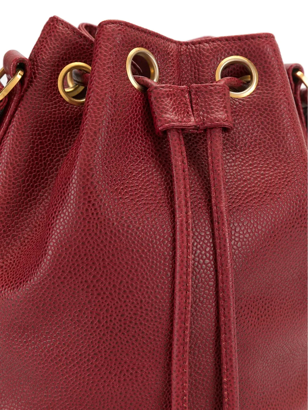 CHANEL ビンテージ 1992 CCロゴ バケットバッグ レッド - 画像4