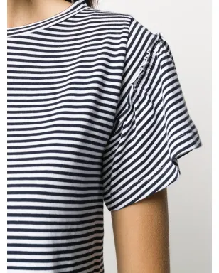 DONDUP ストライプ柄フリルTシャツ - ブラック - サムネイル5