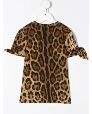 Dolce & Gabbana Kids レオパード柄タイディテールTシャツ - サムネイル2