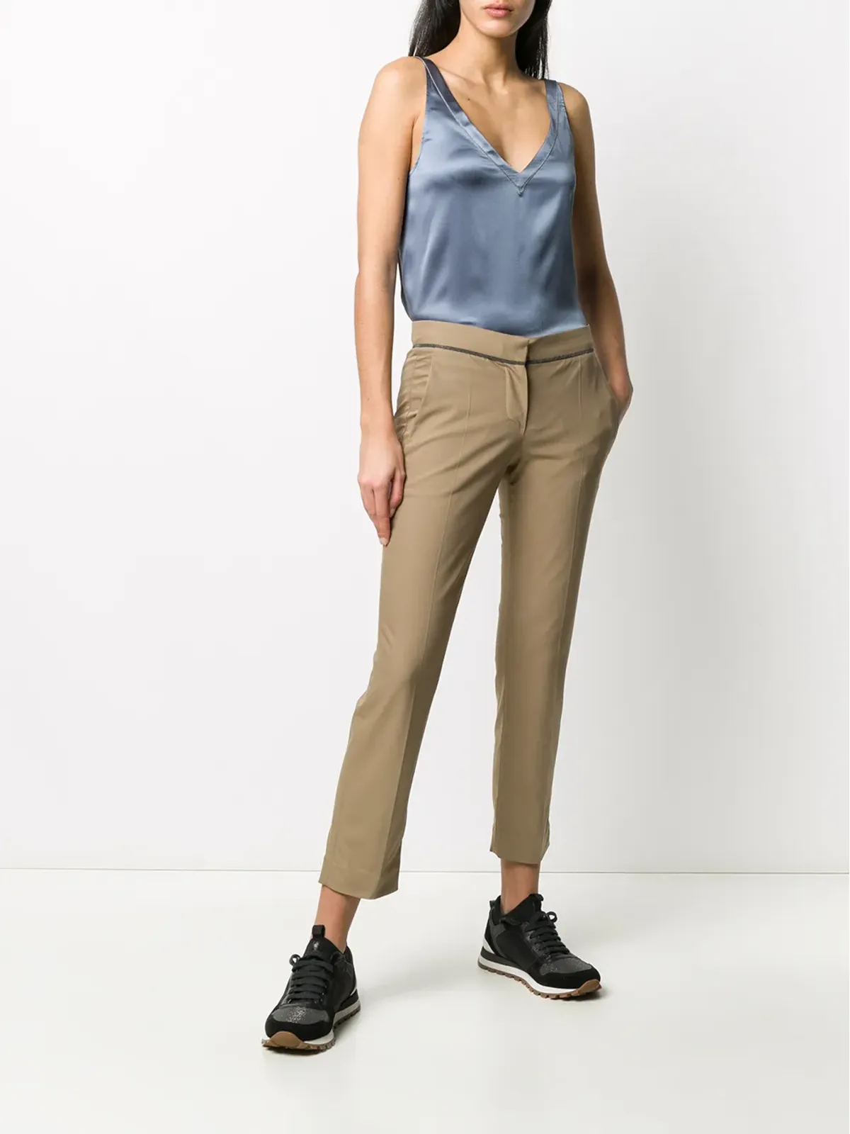 Brunello Cucinelli メタリック ノースリーブ ブラウス - 画像2