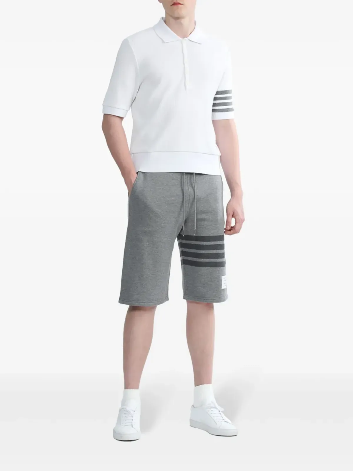 Thom Browne コットンストライプ トラックショーツ - グレー - 画像2