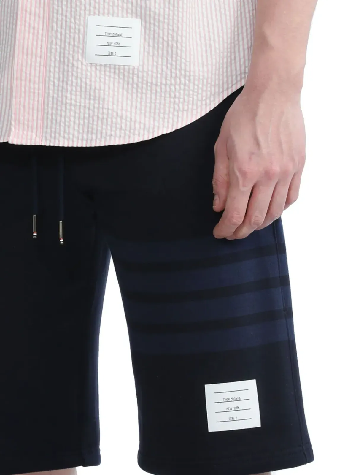 Thom Browne 4-Bar ループバック トラックショーツ ブルー - 画像5