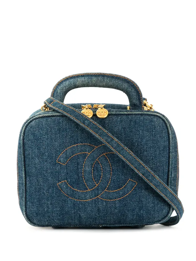 CHANEL Pre-Owned CHANEL Pre-Owned 1997's CC stitch vanity shoulder bag - Blueの商品画像