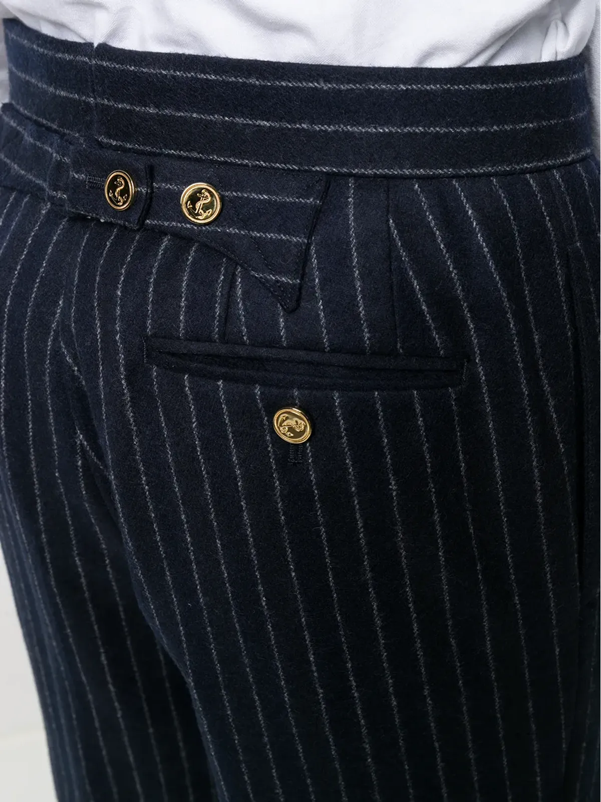 Thom Browne グラウンド チョークストライプ フランネルパンツ - ブルー - 画像5