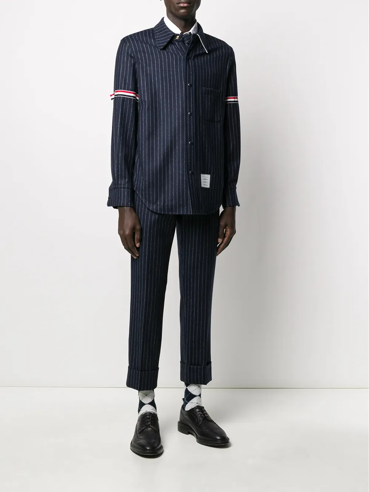 Thom Browne グラウンド チョークストライプ フランネルパンツ - ブルー - 画像2