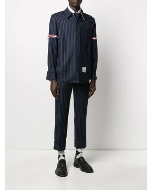 Thom Browne グラウンド チョークストライプ フランネルパンツ - ブルー - サムネイル2