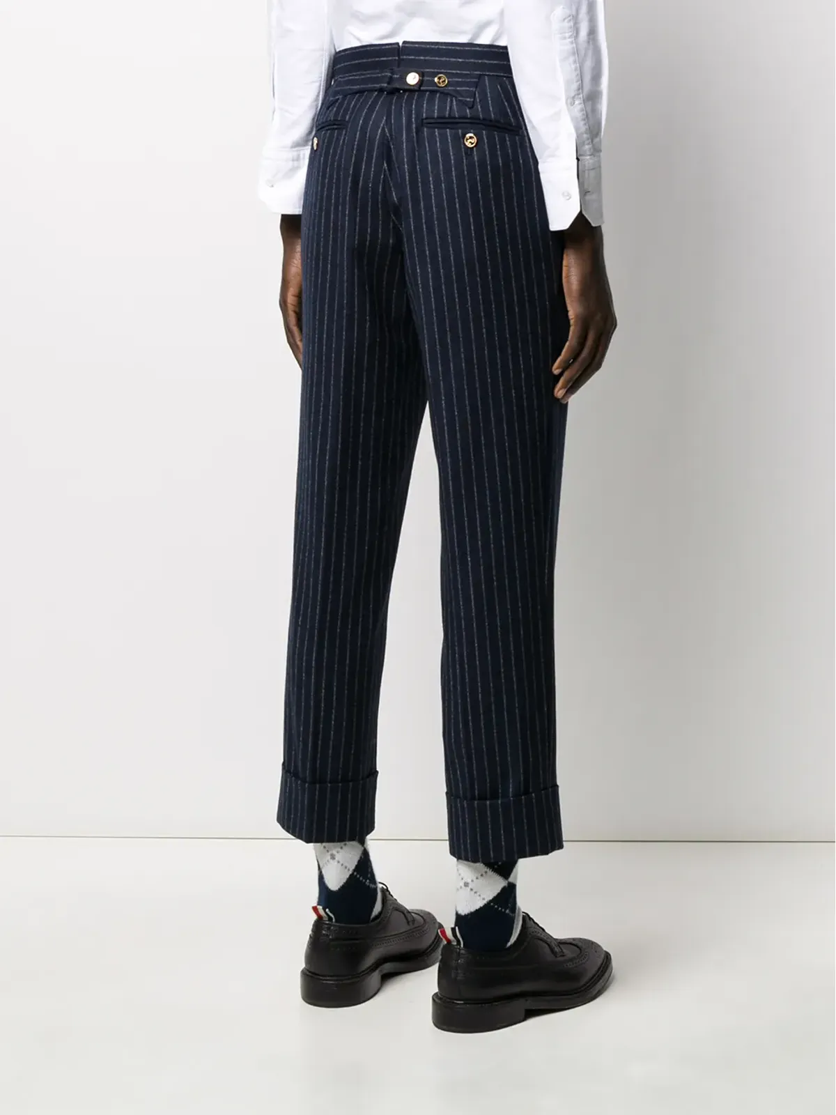 Thom Browne グラウンド チョークストライプ フランネルパンツ - ブルー - 画像4