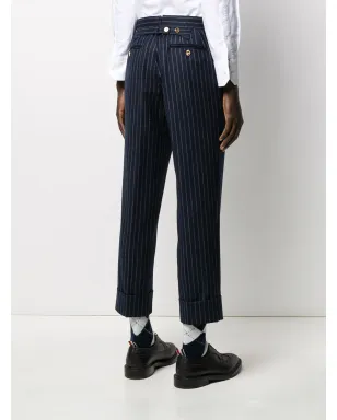 Thom Browne グラウンド チョークストライプ フランネルパンツ - ブルー - サムネイル4