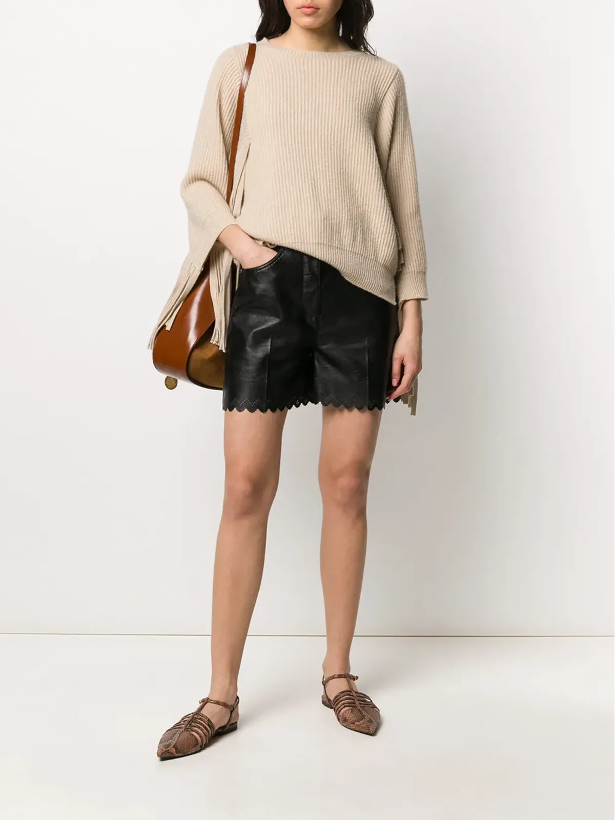 Stella McCartney フリンジ付きリブ編みニットセーター - 画像2