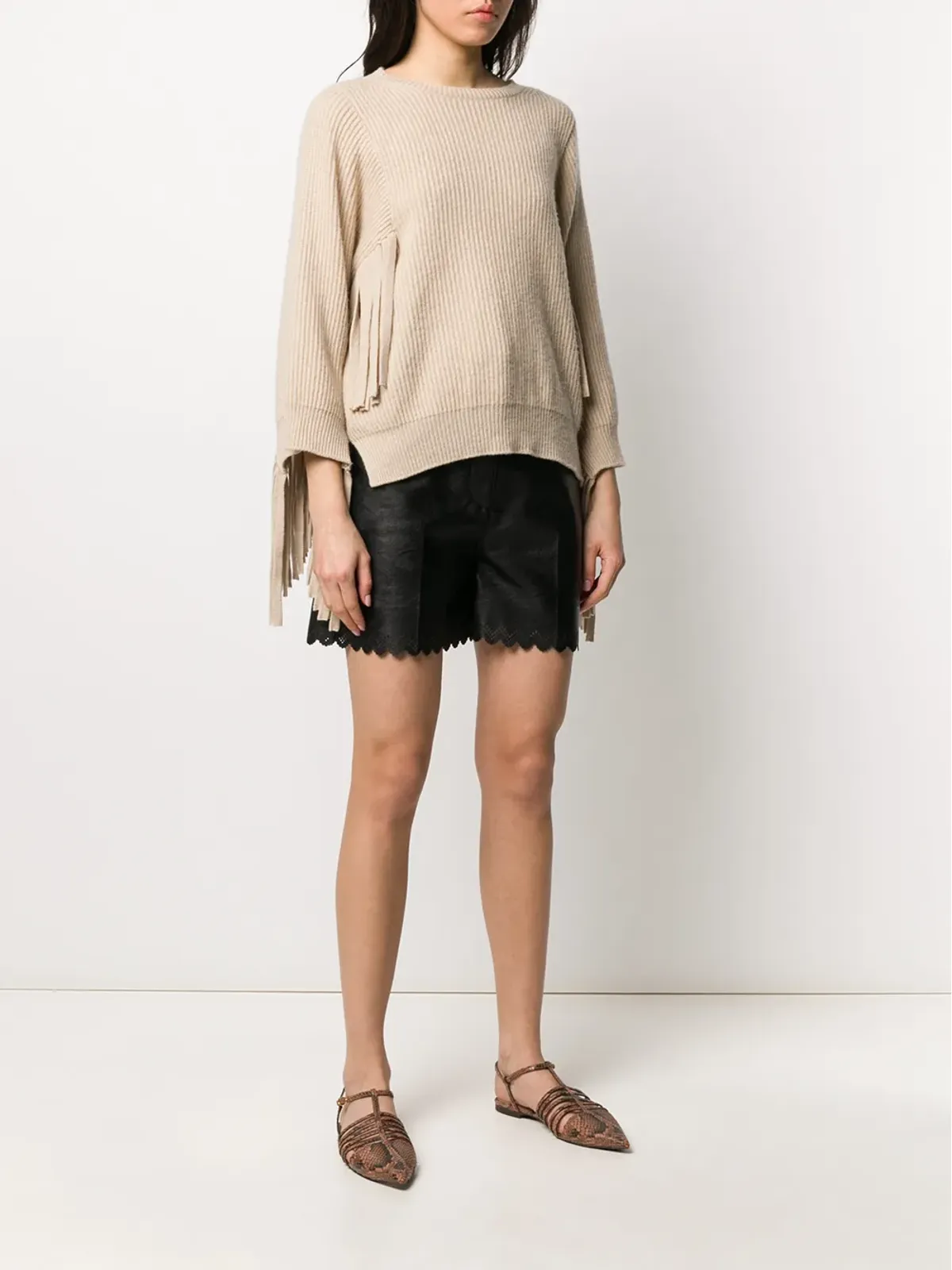 Stella McCartney フリンジ付きリブ編みニットセーター - 画像3