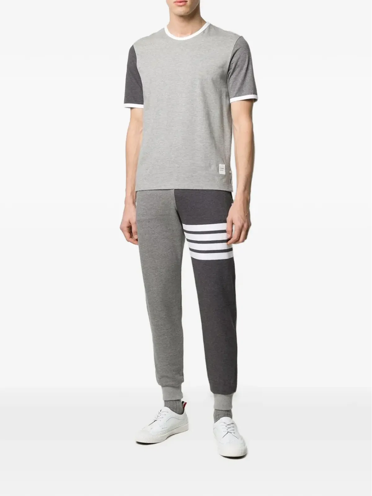 Thom Browne コントラストスリーブ コットンTシャツ - グレー - 画像2