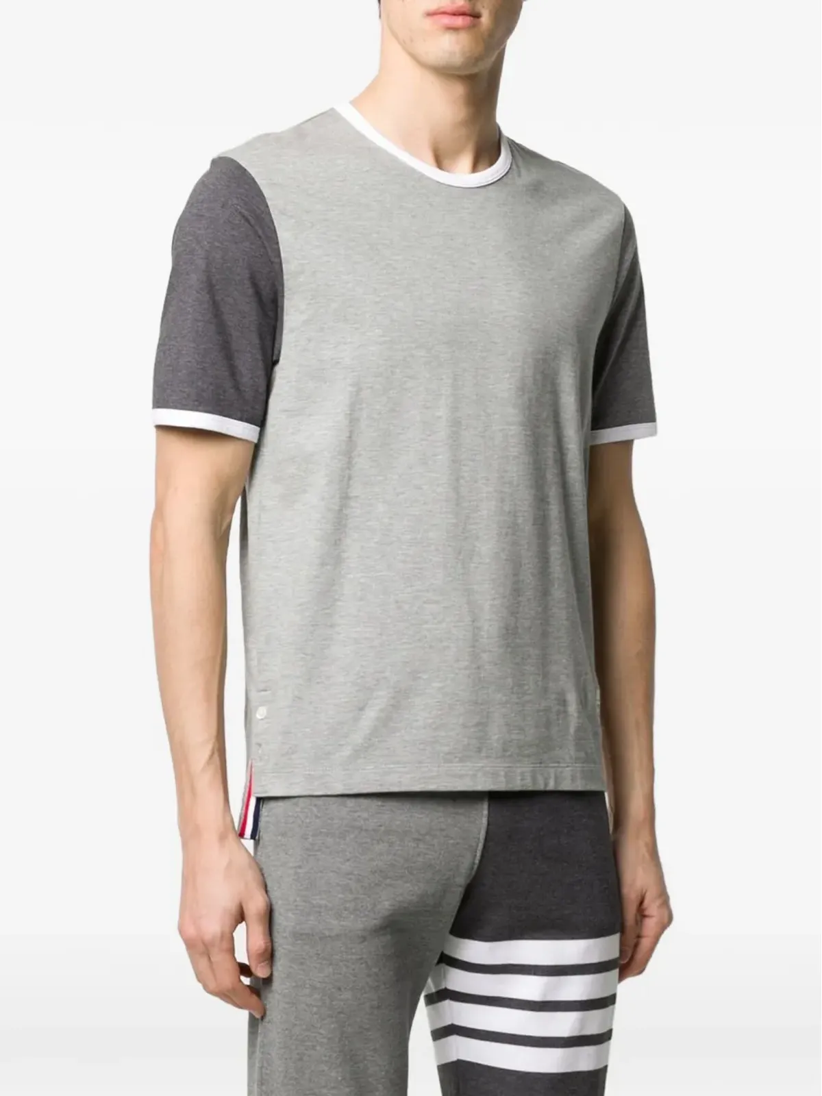 Thom Browne コントラストスリーブ コットンTシャツ - グレー - 画像3