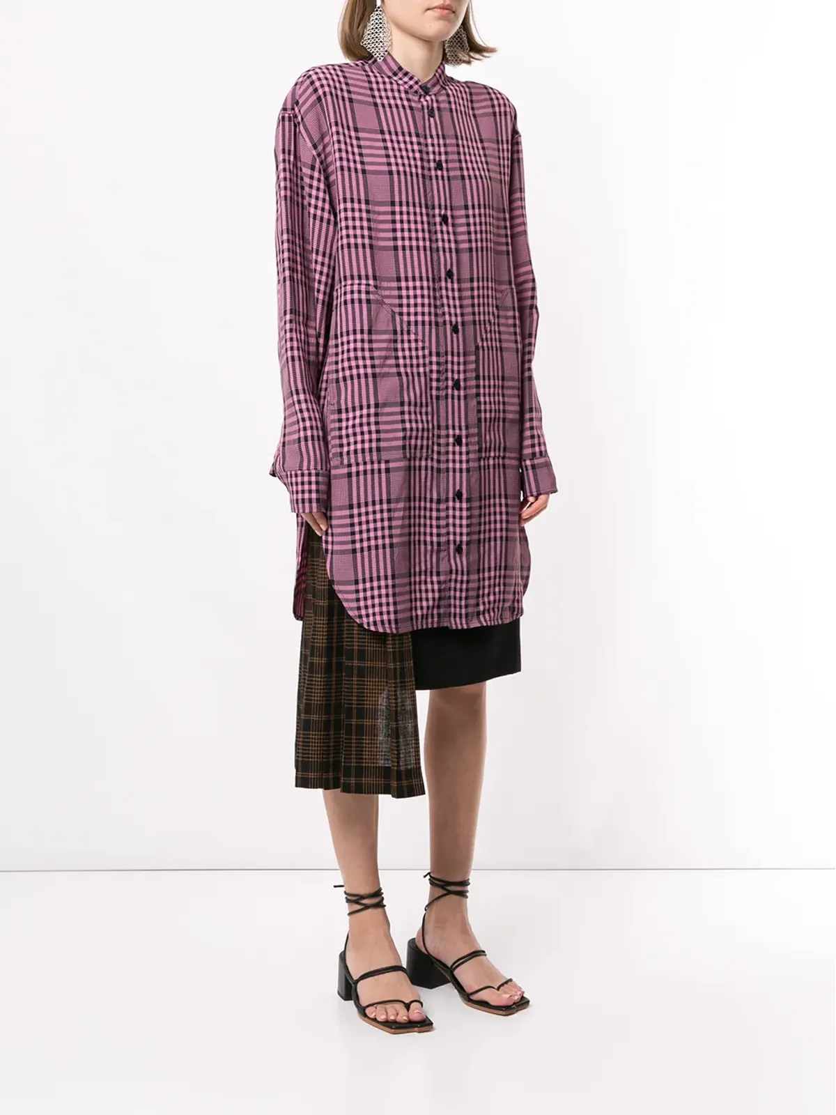 colville アシンメトリックヘム チェックシャツ - 画像3