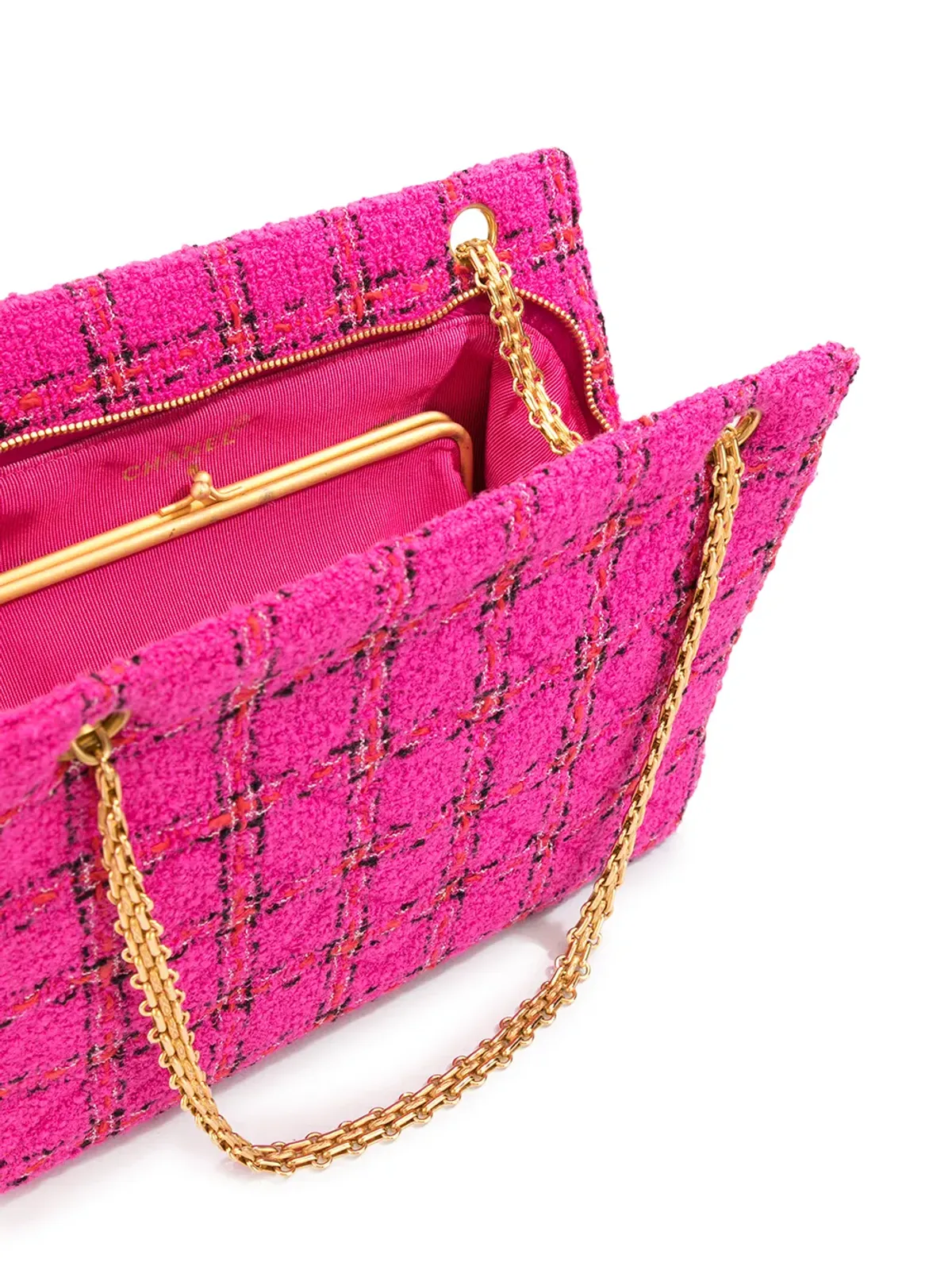 CHANEL Pre-Owned 1995年製 チェックショルダーバッグ - ピンク - 画像5
