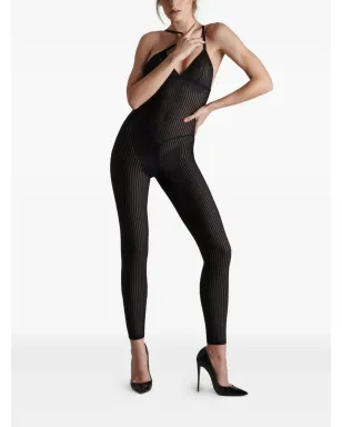 Maison Close ストライプ柄キャットスーツ - ブラック - サムネイル2
