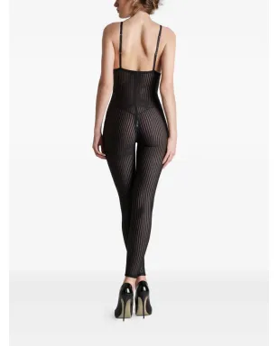 Maison Close ストライプ柄キャットスーツ - ブラック - サムネイル3